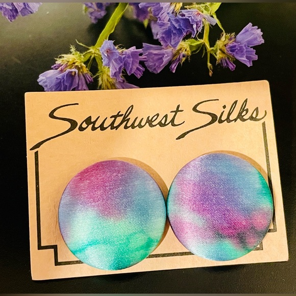 Southwest Silks Jewelry - Vintage Southwest Silks Hand Painted Silk  Earrings